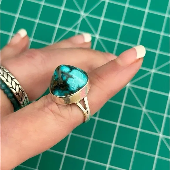 Egyptian turquoise sterling silver ring